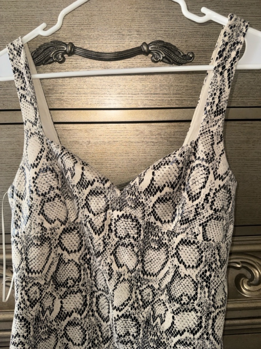 Zara Black and Cream Snake-Print Bodycon Dress - Picture 5 of 7